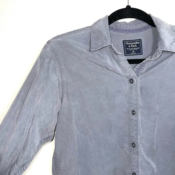 Abercrombie & Fitch Blue Gray Button Down Utility Shirt Xsmall Women’s - Picture 3 of 10